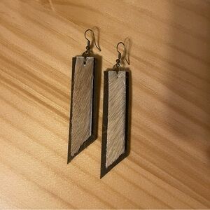 Flying Spade Co Leather Axis Deer Hair 3” Handmade In Oregon Earrings